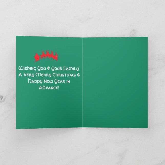 Merry Christmas Green Folded Cards (Inside)