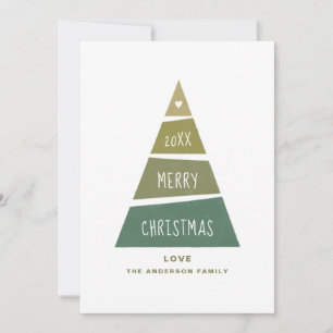 Merry Christmas. Green geometric modern tree Holiday Card