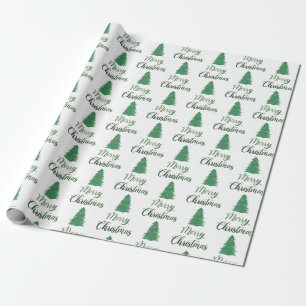 Merry christmas- green glitter ornaments wrapping paper