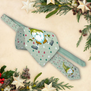 Merry Christmas Green Gnome Neck Tie