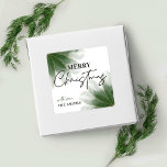 Merry Christmas Green & Gold Glitter Watercolor Square Sticker<br><div class="desc">Complete your Christmas gifts with a personalised Christmas stickers. This elegant Merry Christmas square sticker features a green watercolor and gold glitter gesign,  modern script font and a space for your name or family surname. The perfect finishing touch to your holiday gift packaging.</div>