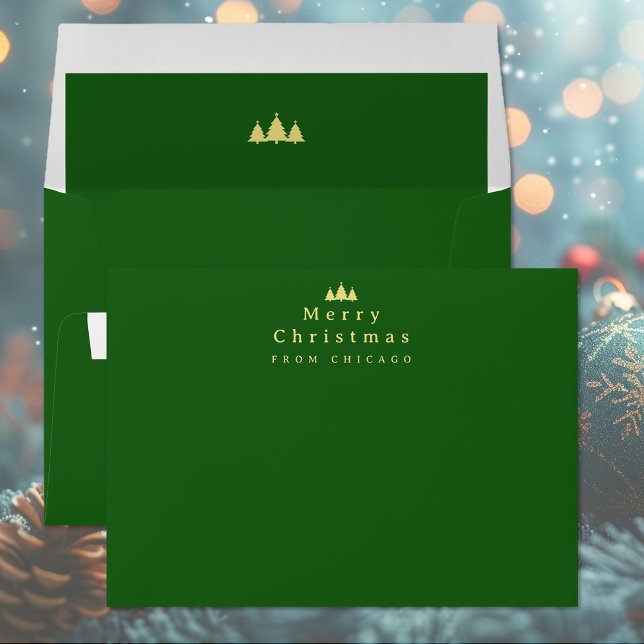 Merry Christmas Green Gold Holiday Envelope (Merry Christmas Green Gold Holiday Envelope (front and back))