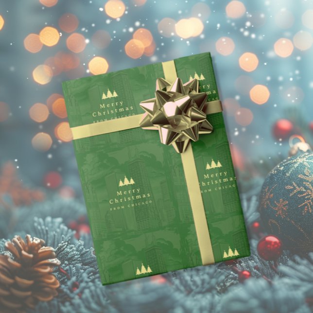 Merry Christmas Green Gold Wrapping Paper (Merry Christmas Green Gold Wrapping Paper)