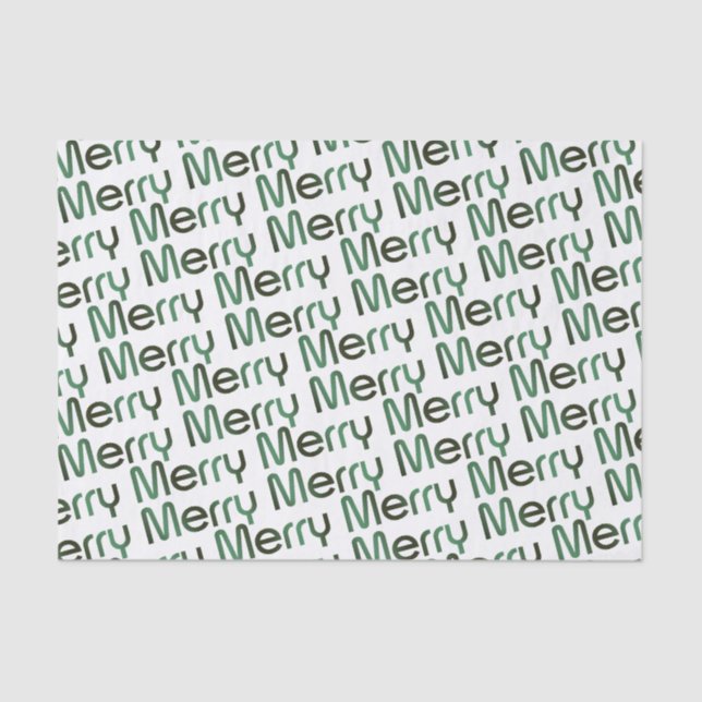 Merry Christmas Green Gradient Text Holiday Tissue Tissue Paper (Front)