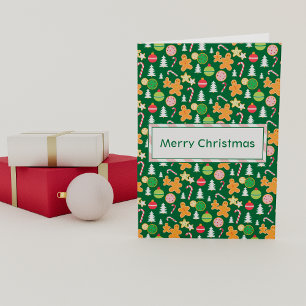 Merry Christmas Green Holiday Themed Design Card