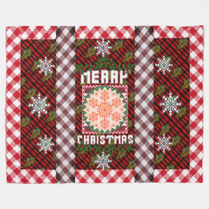Merry Christmas Green Leaf Parade Fleece Blanket