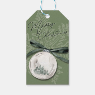 Merry Christmas Green Ornament, Christmas Gift Tag