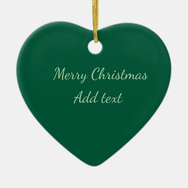 Merry Christmas green plain solo background holida Ceramic Tree Decoration (Front)