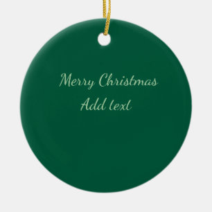 Merry Christmas green plain solo background holida Ceramic Tree Decoration
