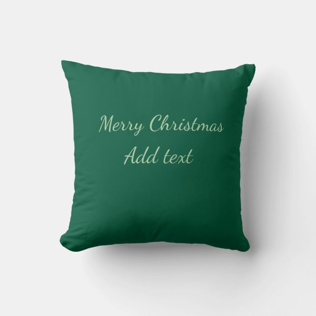 Merry Christmas green plain solo background holida Cushion (Front)