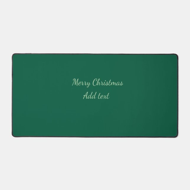 Merry Christmas green plain solo background holida Desk Mat (Front)