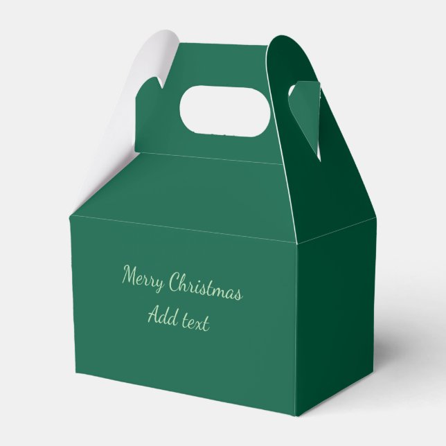 Merry Christmas green plain solo background holida Favour Box (Front Side)