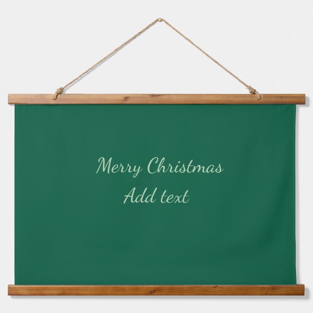 Merry Christmas green plain solo background holida Hanging Tapestry (Front)