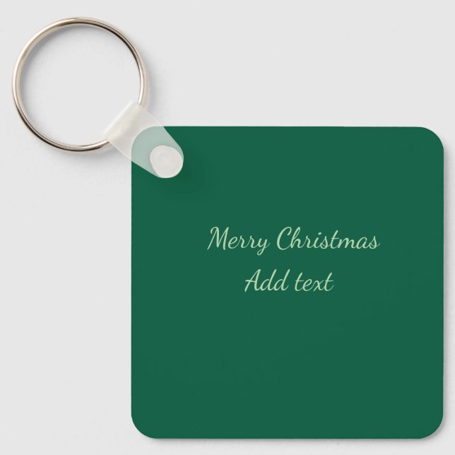 Merry Christmas green plain solo background holida Key Ring (Front)