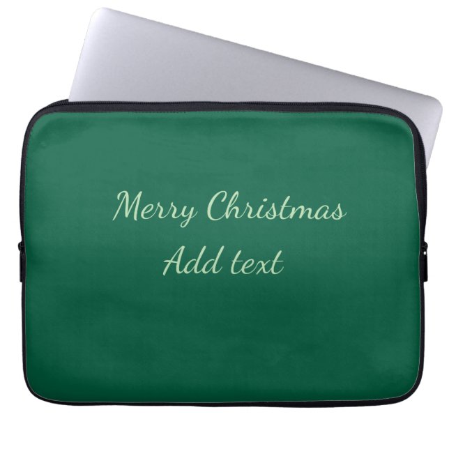 Merry Christmas green plain solo background holida Laptop Sleeve (Front)