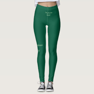 Merry Christmas green plain solo background holida Leggings