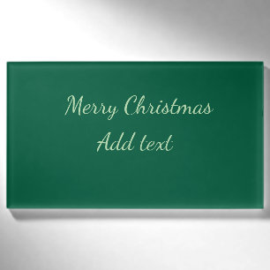 Merry Christmas green plain solo background holida Name Tag