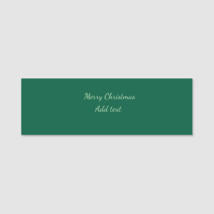 Merry Christmas green plain solo background holida Name Tag