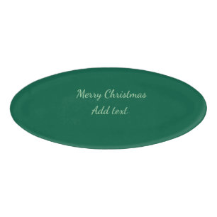 Merry Christmas green plain solo background holida Name Tag
