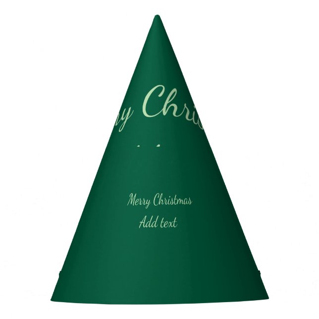 Merry Christmas green plain solo background holida Party Hat (Front)