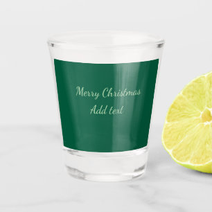 Merry Christmas green plain solo background holida Shot Glass