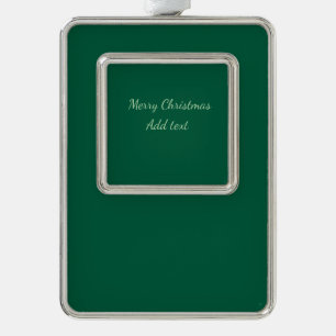 Merry Christmas green plain solo background holida Silver Plated Framed Ornament