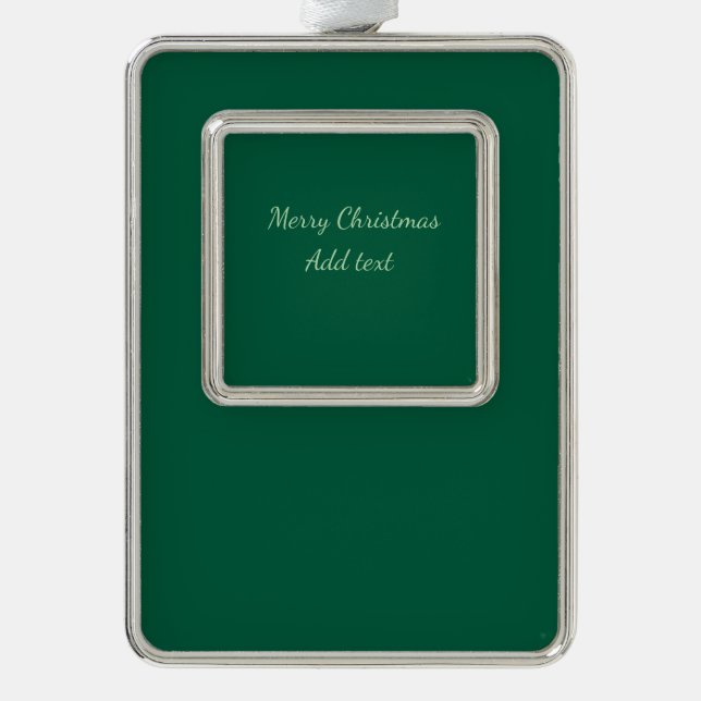 Merry Christmas green plain solo background holida Silver Plated Framed Ornament (Front)