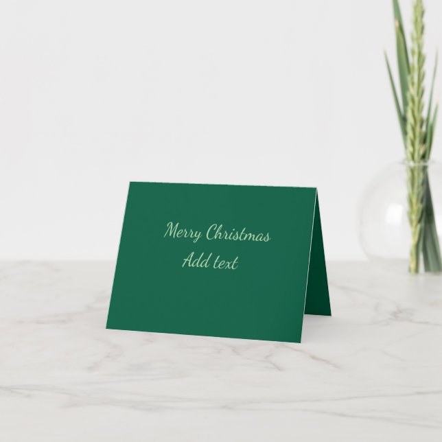 Merry Christmas green plain solo background holida Thank You Card (Front)