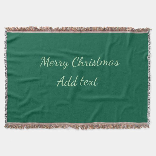 Merry Christmas green plain solo background holida Throw Blanket (Front)