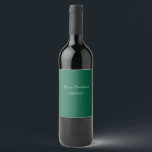 Merry Christmas green plain solo background holida Wine Label<br><div class="desc">Design</div>