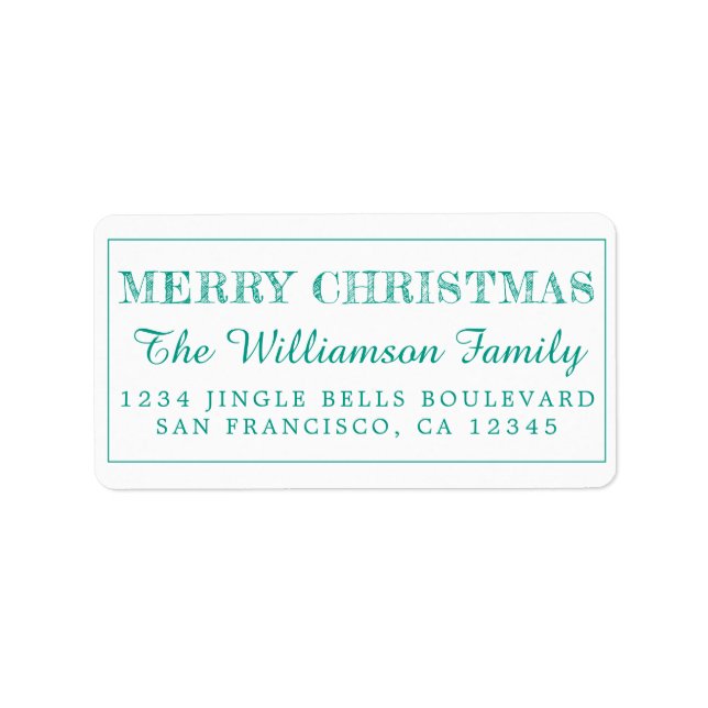 Merry Christmas Green Return Address Label (Front)