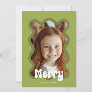 Merry Christmas Green Scallop Holiday Design