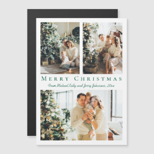 merry christmas green script 3 photos magnet