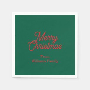 Merry Christmas Green Script Holiday Napkin