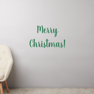 Merry Christmas Green Script Typography Festive Wall Decal