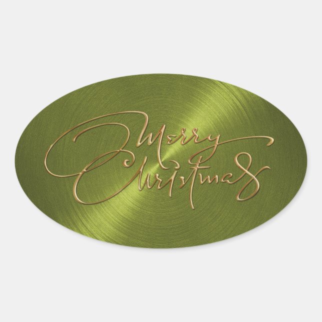 Merry Christmas Green Sticker Embossed Look (Front)