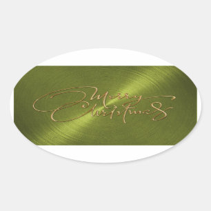 Merry Christmas Green Sticker Embossed Look