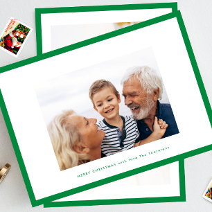 merry christmas green   thin photo frame custom holiday card