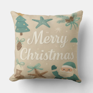 Merry Christmas Green Throw Pillow