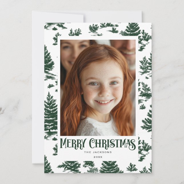 Merry Christmas Green Toile Holiday Design (Front)