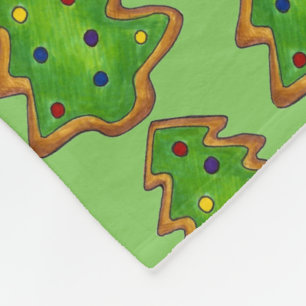 Merry Christmas Green Tree Sugar Cookie Holiday Fleece Blanket
