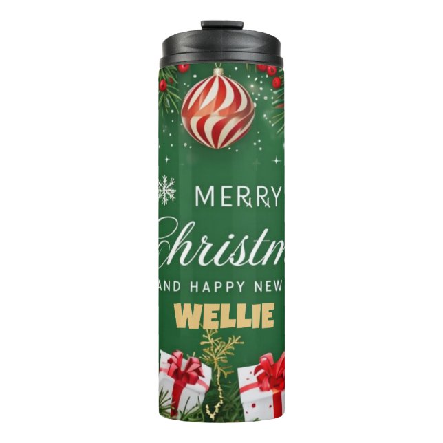 Merry Christmas Green Tumblr – Festive Gift Idea Thermal Tumbler (Front)