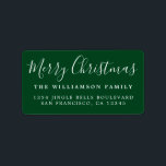 Merry Christmas Green White Return Address Label<br><div class="desc">Add some extra cheer to your holiday cards and invitations with our festive Merry Christmas return address labels. This stylish Christmas design features 'Merry Christmas' in white handwritten chic script calligraphy on a green background. Simply add your name and address. Exclusively designed for you by Happy Dolphin Studio. If you...</div>