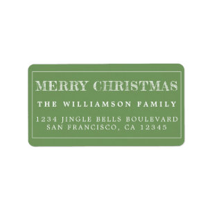 Merry Christmas Green White Return Address Label