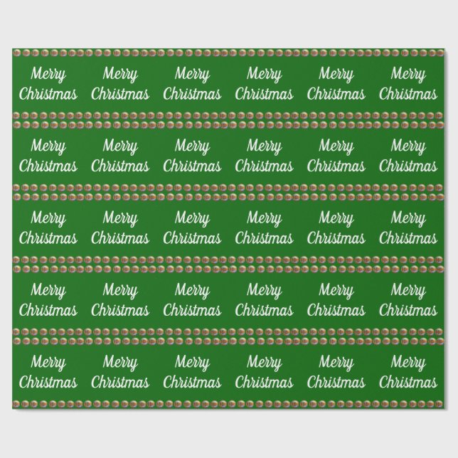 Merry Christmas Green Wrapping Paper (Flat)