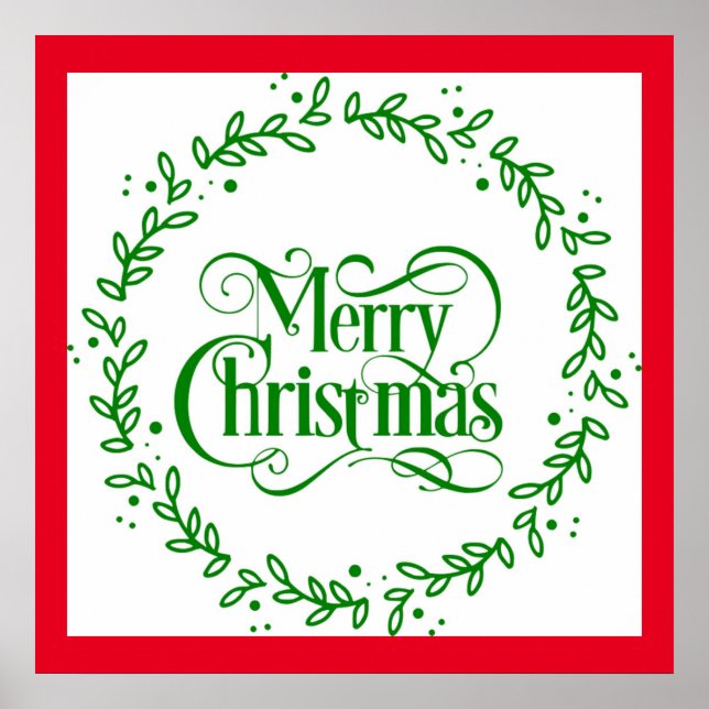 MERRY CHRISTMAS GREEN WREATH POSTER (Front)