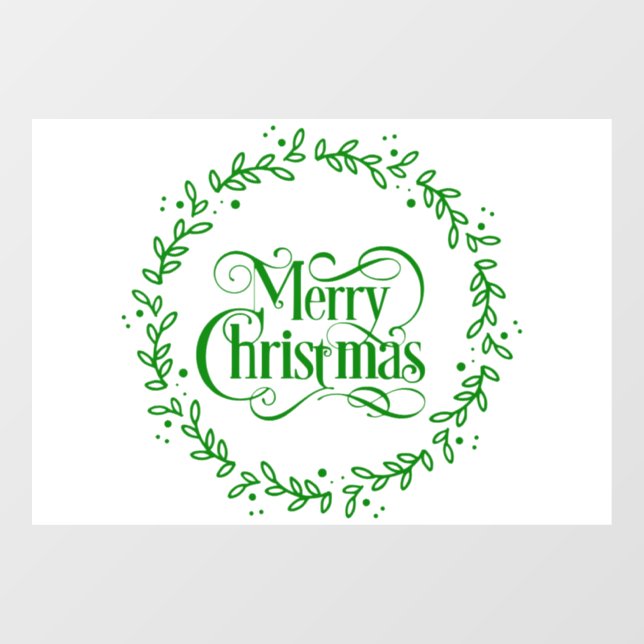 MERRY CHRISTMAS GREEN WREATH WINDOW CLING (Sheet)