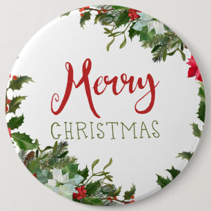Merry Christmas greenery 6 Cm Round Badge