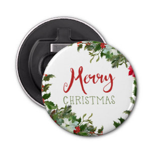 Merry Christmas greenery  Bottle Opener