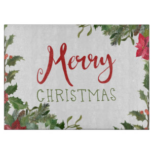Merry Christmas greenery Cutting Board